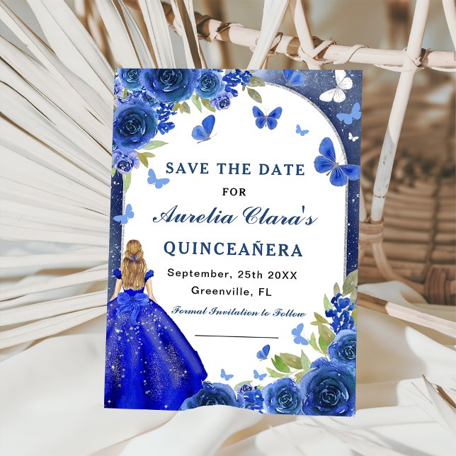 Reserva La Fecha Quinceanera Rosa de plata azul (Subido por el creador)