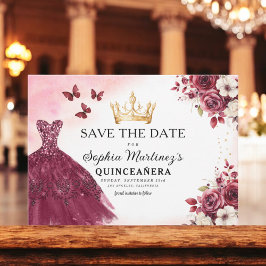 Reserva La Fecha Quinceanera salva la fecha floral borgoña