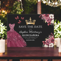 Quinceanera salva la fecha floral borgoña