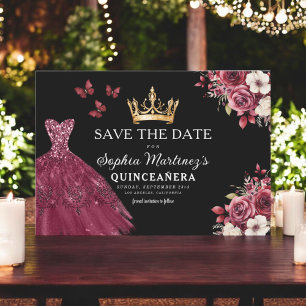 Reserva La Fecha Quinceanera salva la fecha floral borgoña