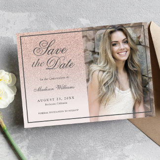 Reserva La Fecha Quinceañera Salve La Foto Del Purpurina Rosa Oro