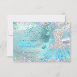 Reserva La Fecha Quinceanera Salven la cita Plata Aqua Blue Vress