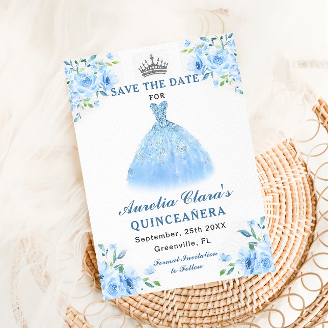 Reserva La Fecha Quinceanera Silver Blue Flown (Subido por el creador)