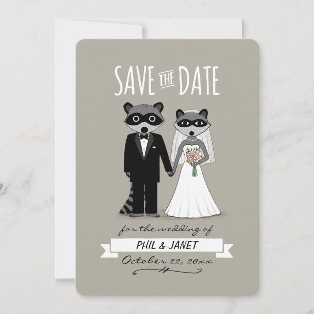 Reserva La Fecha Raccoons Wedding Save the Date (Anverso)