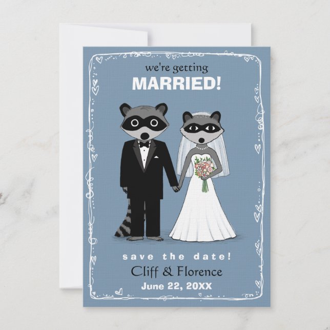 Reserva La Fecha Raccoons Wedding Save the Date (Anverso)