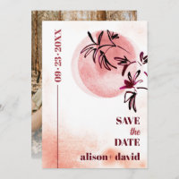 Rama de acuarela y luna foto japonesa