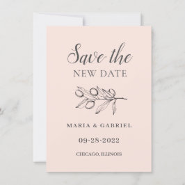 Reserva La Fecha Rama de olivo. Cambio de boda rosa simple moderno