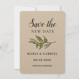 Reserva La Fecha Rama de olivo sencilla. Cambio de boda rústica en 