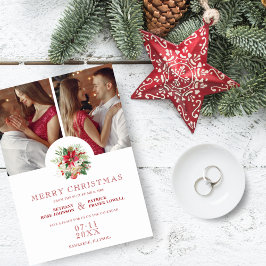 Reserva La Fecha Ramo de Florales Modernas Poinsettias Navidad Foto