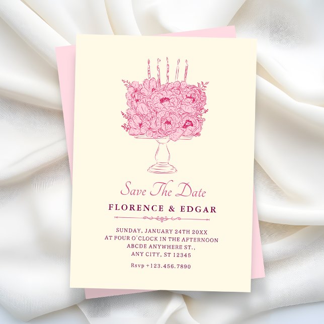 Reserva La Fecha Ramo de flores rosadas boda (Subido por el creador)