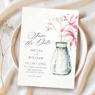 Reserva La Fecha Ramo floral minimalista estético boda
