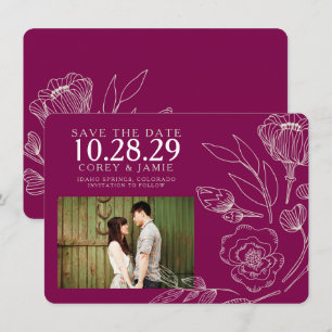 Reserva La Fecha Raspberry Elegant Floral Boda
