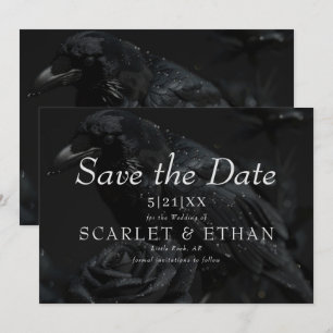 Reserva La Fecha Raven floral negra gótica y Boda Rosa