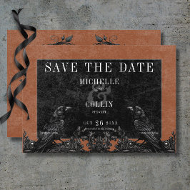 Reserva La Fecha Raven negro gótico y Boda de óxido de Rosas negros