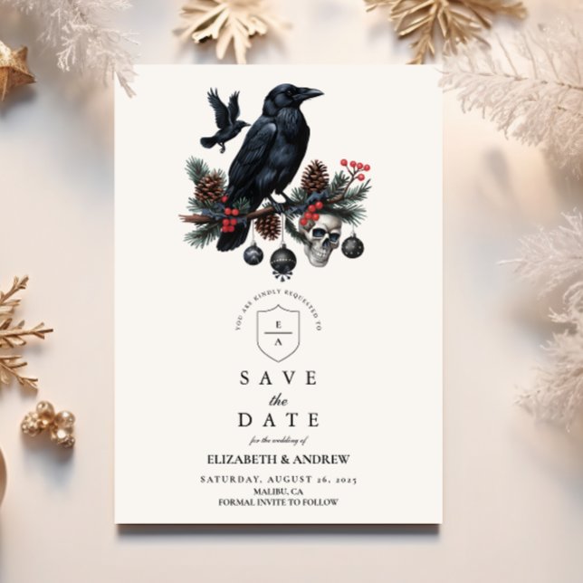 Reserva La Fecha Raven Skull Gothic Holiday Boda (Subido por el creador)