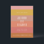 Reserva La Fecha Rayas amarillas naranjas de verano geométricas mod<br><div class="desc">Rayas amarillas naranjas de verano geométricas modernas para guardar la fecha de la boda</div>