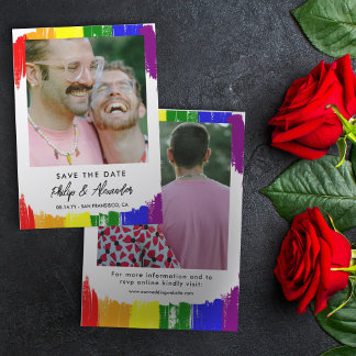 Reserva La Fecha Rayas de pincel de arcoiris Foto Guardar fecha