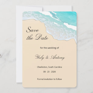 Reserva La Fecha Recordatorio de Boda de Verano en la Playa Costera