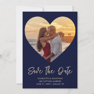 Reserva La Fecha Recorte De Oro Y Azul Del Corazón Para Boda De Fot