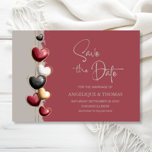 Reserva La Fecha Red and Pink Hearts Wedding Save the Date (Subido por el creador)