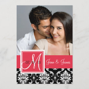 Reserva La Fecha Red Black Damask Photo Save the Date