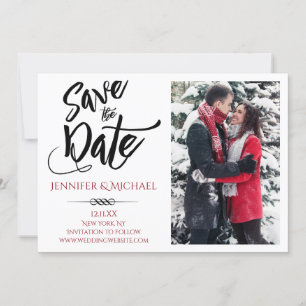 Reserva La Fecha Red Black Photo Save the Date