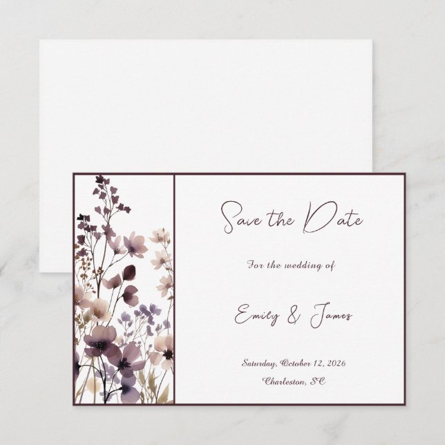 Reserva La Fecha Red Blush Floral Wedding Elegant Romantic (Anverso / Reverso)