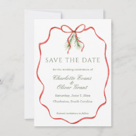Reserva La Fecha Red Bow Ribbon Winter Save The Date