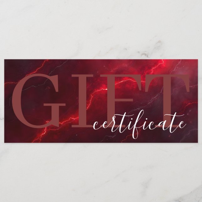 Reserva La Fecha Red Dark Chic Bold Elegant Luxury Gift Certificate (Anverso)