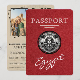 Reserva La Fecha Red Egypt Passport Wedding Save the Date