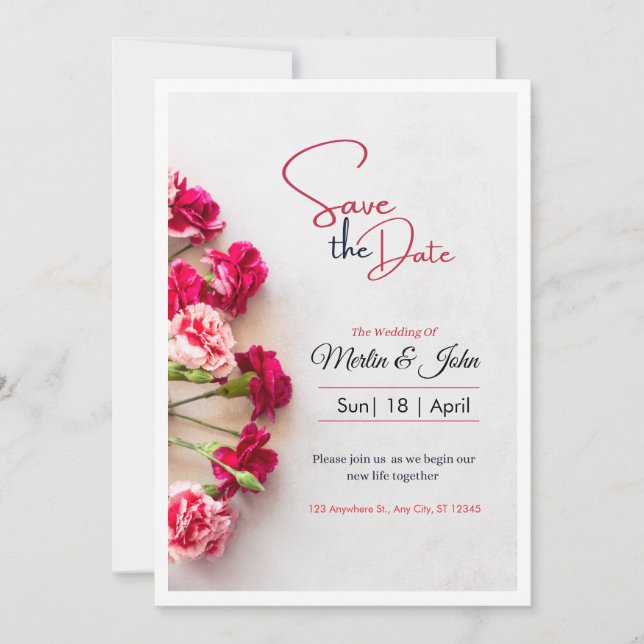 Reserva La Fecha Red Floral Photo Wedding Save the Date Poster (Anverso)