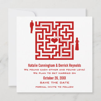 Reserva La Fecha Red Love Maze Save the Date Invite