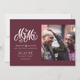 Reserva La Fecha Red Mr. & Mr. Script - Guardar la fecha con foto