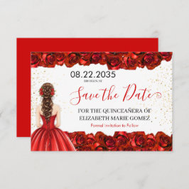Reserva La Fecha Red Rose Quinceañera Save the Date Card