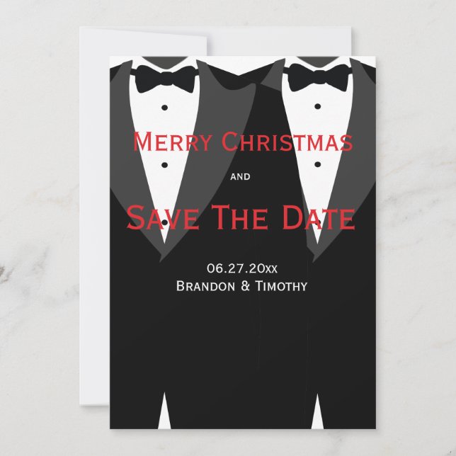 Reserva La Fecha Red Save The Date Navidades Cards Gay Boda (Anverso)