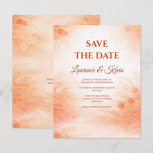Reserva La Fecha Red Seigaiha – Japanese Wedding Collection (Anverso / Reverso)