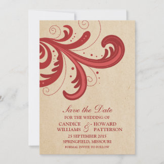 Reserva La Fecha Red Stylish Swirls Save the Date Invite
