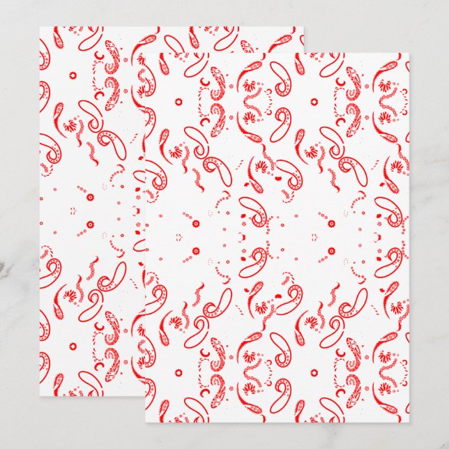 Reserva La Fecha Red White Paisley Pattern – Folk Art Floral Print (Anverso / Reverso)