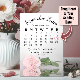 Reserva La Fecha Reflejando el calendario de boda elegante rosa ros