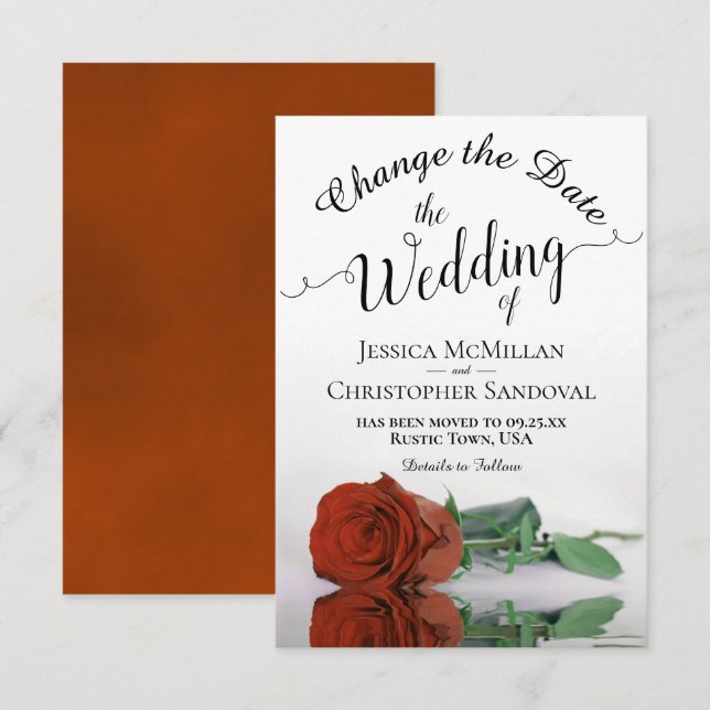 Reserva La Fecha Reflejando planes de Boda de cambio Rosa de Naranj (Anverso / Reverso)