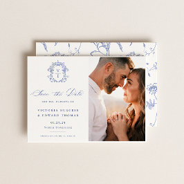 Reserva La Fecha Regency Blue Monogram Boda