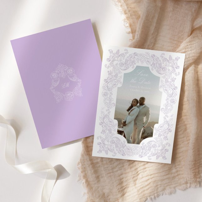 Reserva La Fecha Regency Pastel Purple Romantic Victorian Photo (Subido por el creador)