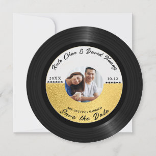 Reserva La Fecha Registro de Vinilo Retro Foto Guardar código de fe