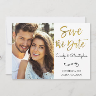 Reserva La Fecha Relieve metalizado dorado Script Wedding Guardar l