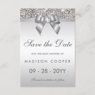 Reserva La Fecha Reserva de plata del arco de Bling de las