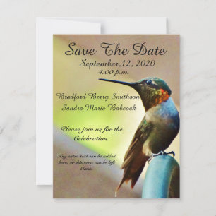 Reserva La Fecha Reserva del colibrí de la boda de la naturaleza