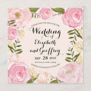 Reserva La Fecha Reserva floral del rosa moderno del vintage la