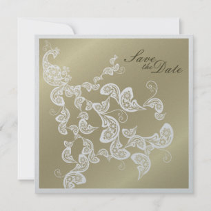 Reserva La Fecha Reserva floral elegante elegante del pavo real del