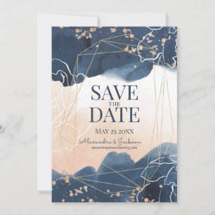 Reserva La Fecha Resumen Blue Rubor Gold Watercolor Luxury