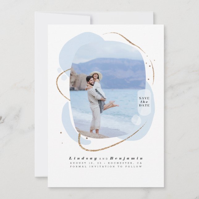 Reserva La Fecha Resumen Geométrico Moderno Guardar La Foto De Fech (Anverso)